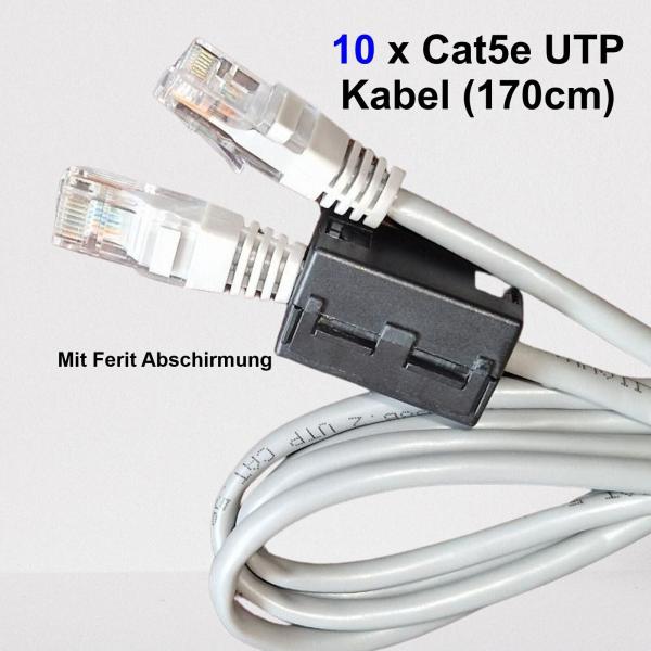10 x CAT5e UTP Netzwerkkabel RJ45 Ethernet LAN Kabel 170cm mit Ferit
